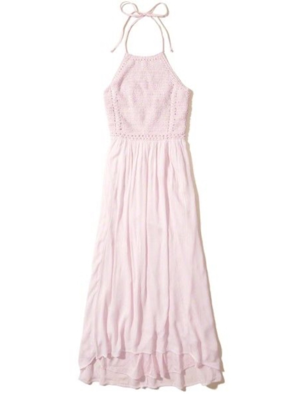 Hollister Light Pink Crochet Top Maxi Dress Sz Sm